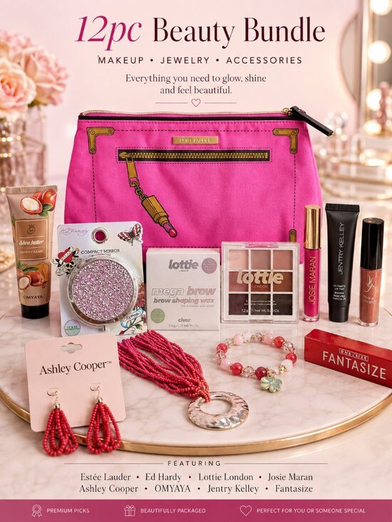 Handbags - 12pc Estée Lauder Ed Hardy Lottie Makeup Jewelry Beauty Bundle